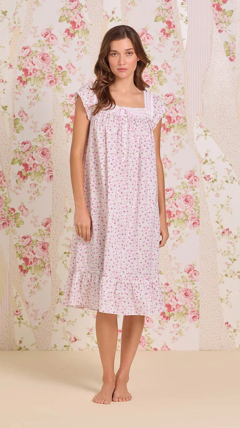 Sweet Ditsy Cotton Lawn Cap Sleeve Waltz Nightgown E30120-163