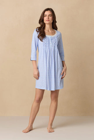 Dreamy Ditsy 3/4 Sleeve Cotton Short Nightgown 22678-469