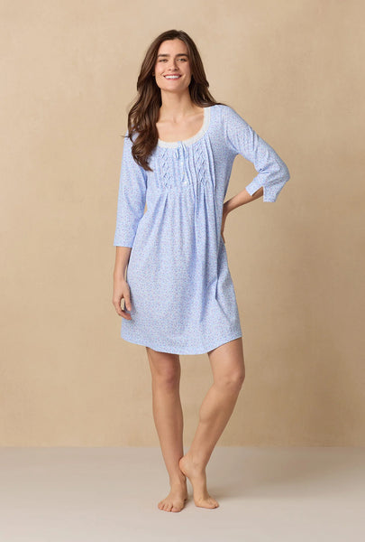 Dreamy Ditsy 3/4 Sleeve Cotton Short Nightgown 22678-469