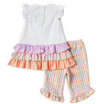 Little Girls 2T-6X Flutter Sleeve Tiered Bunny Tail Top With Ruffle Leggings 12143