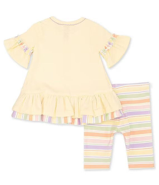 Baby Girls 2T-6X Short Bell Sleeve Knit Bunny Top & Capri Pants Set 12180