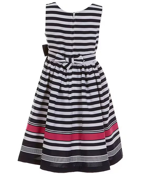 Nautical Stripe Border-Hem Fit & Flare Dress 12216