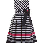 Nautical Stripe Border-Hem Fit & Flare Dress 12216
