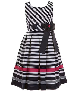 Nautical Stripe Border-Hem Fit & Flare Dress 12216