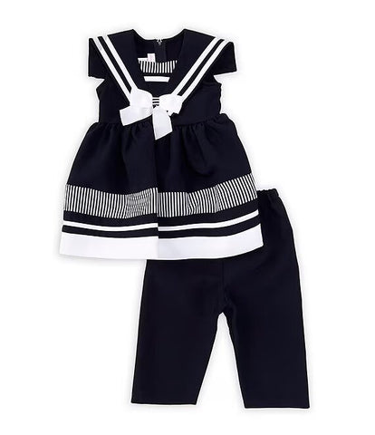 Little Girls 3M-4T Nautical Short Sleeve Tunic & Pull- On Capri 2-Piece Set 12278