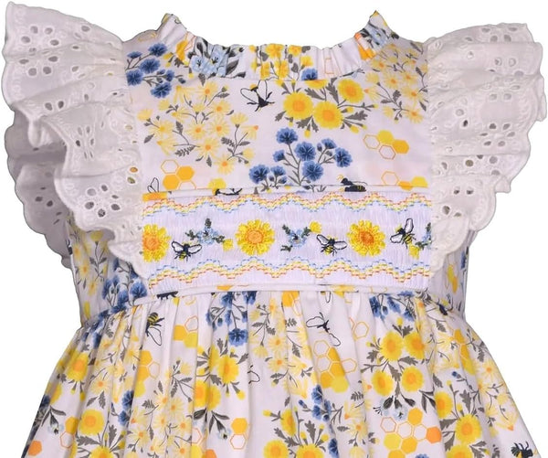 Baby Girls Newborn-24 Month Sleeveless Smock Bee Print Dress R5-12329