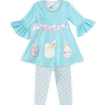 Little Girls 2T-6X 3/4 Sleeve Easter Egg Applique 2-Piece Set 12338
