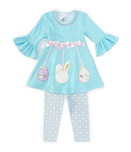 Little Girls 2T-6X 3/4 Sleeve Easter Egg Applique 2-Piece Set 12338