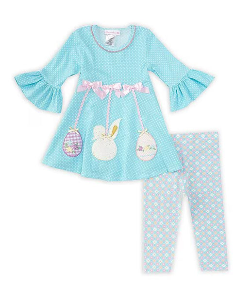 Little Girls 2T-6X 3/4 Sleeve Easter Egg Applique 2-Piece Set 12338