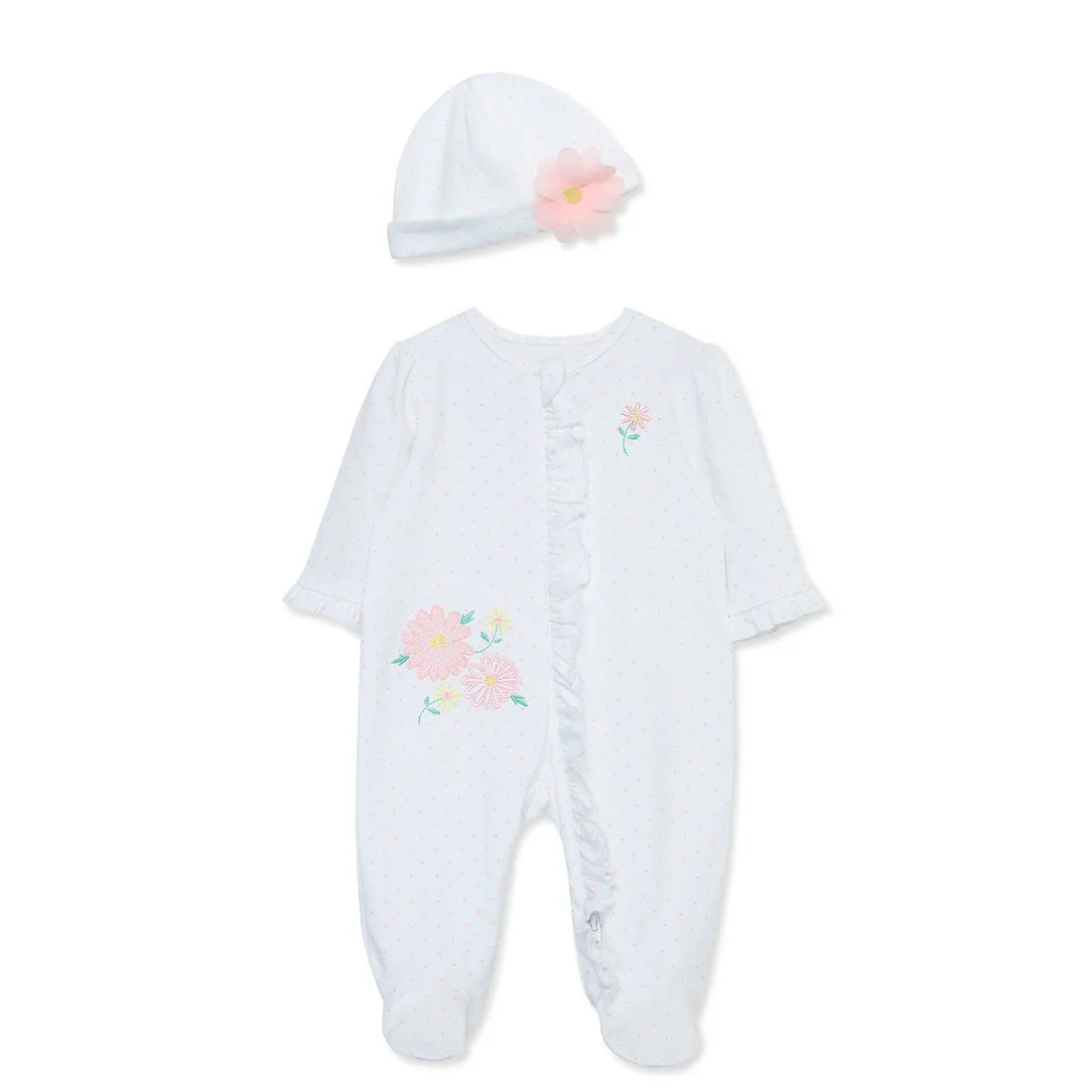 Baby Girls Onesie Pajamas and Hat Set 14194