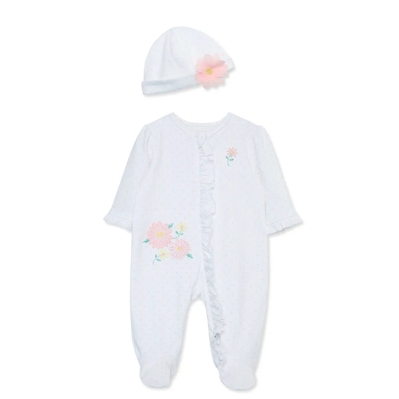 Baby Girls Onesie Pajamas and Hat Set 14194