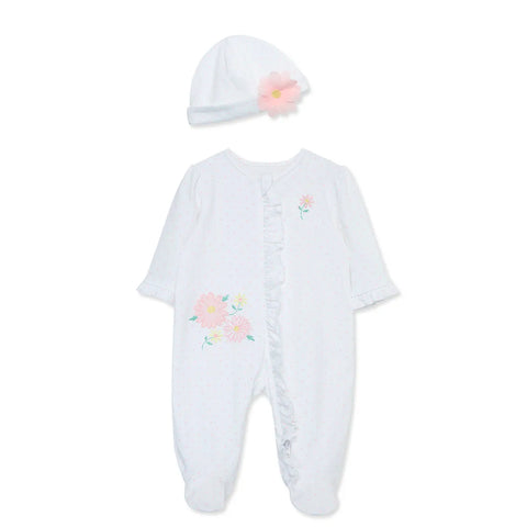 Baby Girls Onesie Pajamas and Hat Set 14194