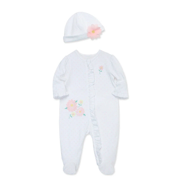 Baby Girls Onesie Pajamas and Hat Set 14194