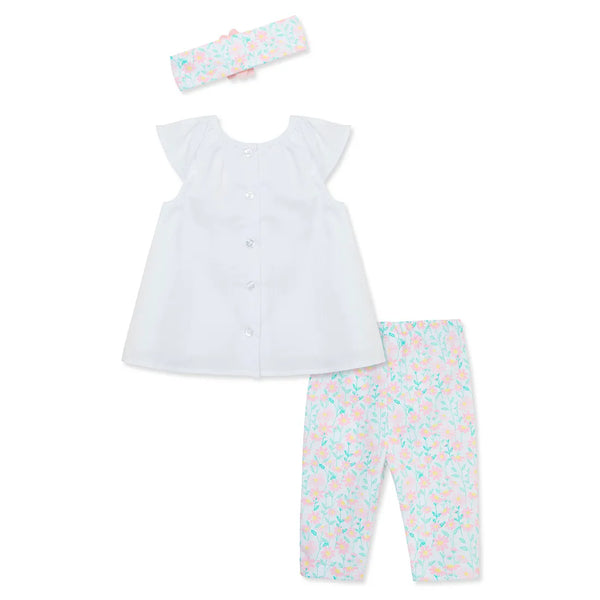 White Blouse, Pants and Balaca Set for Baby Girls - 14199