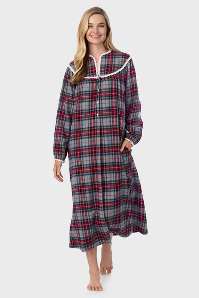 Grey Plaid Flannel Gown 5416839-606