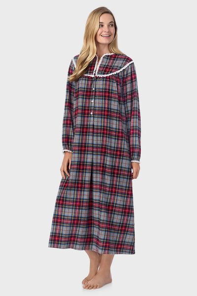 Grey Plaid Flannel Gown 5416839-606