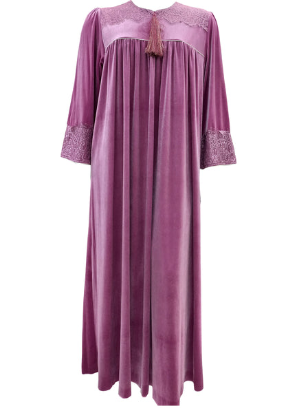 Women's long-sleeved velvet dress with a long zipper 22092 MISTY