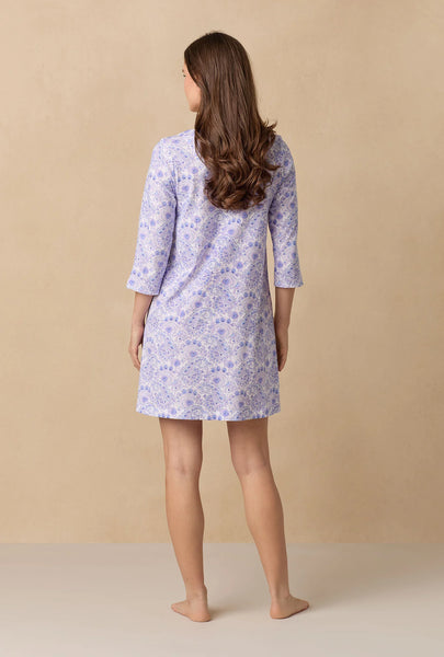 Purple Paisley 3/4 Sleeve Cotton Short Nightgown 22678-520