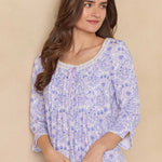 Purple Paisley 3/4 Sleeve Cotton Short Nightgown 22678-520