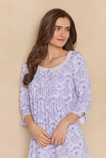 Purple Paisley 3/4 Sleeve Cotton Short Nightgown 22678-520