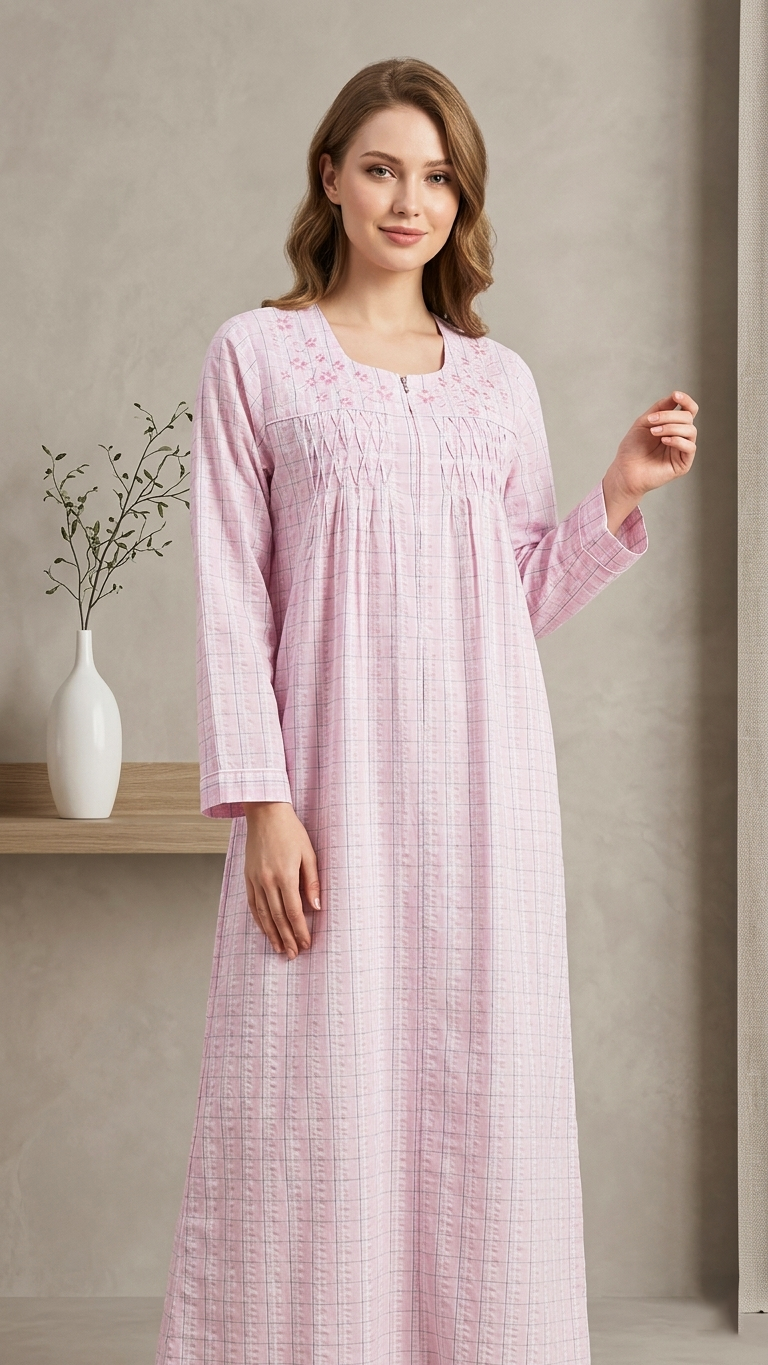 Cool summer cotton dress, long sleeve 26-11-B-2