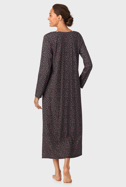 Midnight Floral Long Sleeve Ballet Cotton Knit Nightgown 80036-075