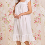 Iconic White Cotton Lawn Cap Sleeve Waltz Nightgown E301220-100