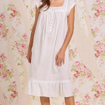 Iconic White Cotton Lawn Cap Sleeve Waltz Nightgown E301220-100
