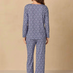 Navy Reverie Ditsy Cotton Knit Long Pajama 92680-401