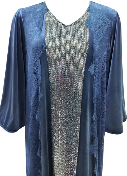 Women's long-sleeved velvet dress with sequins 22068 MISTY