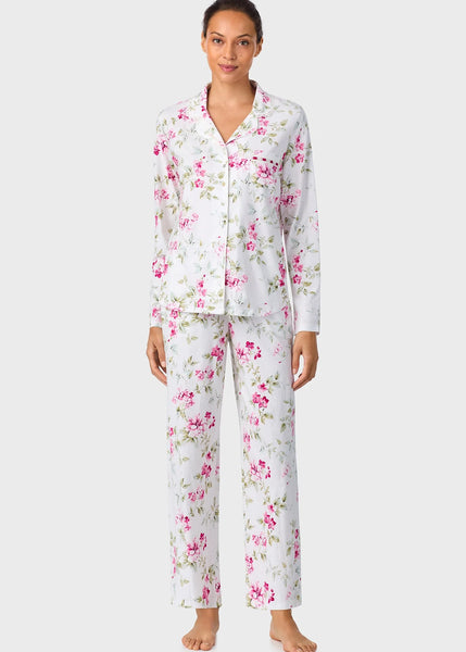 Evening Rose Trellis Classic Cotton Knit Notch Pajama 90036-168