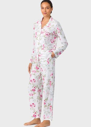 Evening Rose Trellis Classic Cotton Knit Notch Pajama 90036-168
