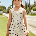 Mayoral Light beige polka dot dress 23-03925-054