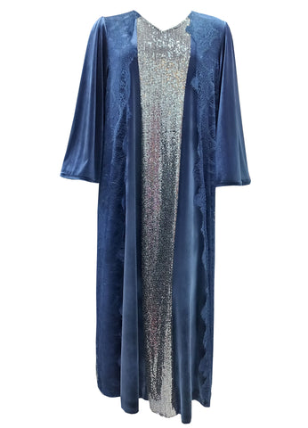 Women's long-sleeved velvet dress with sequins 22068 MISTY