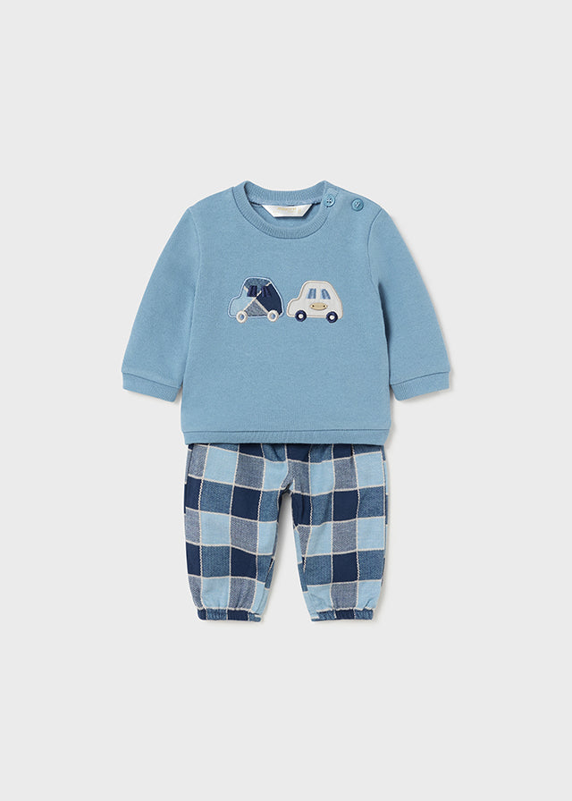 Newborn plaid pants and sweatshirt set Ref.  14-2528-010