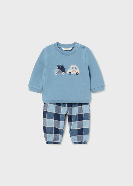 Newborn plaid pants and sweatshirt set Ref.  14-2528-010