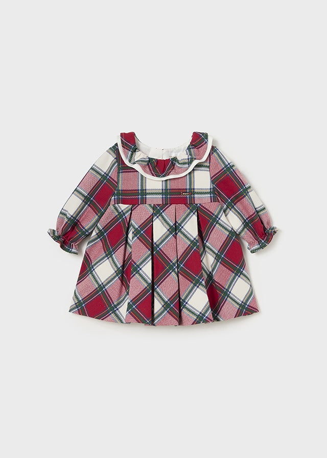 Newborn Girl Tartan Ruffle Neck Dress Ref. 14-2808-032