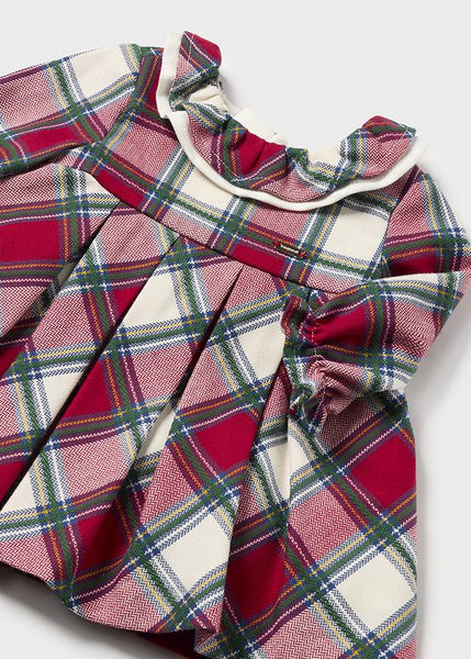 Newborn Girl Tartan Ruffle Neck Dress Ref. 14-2808-032