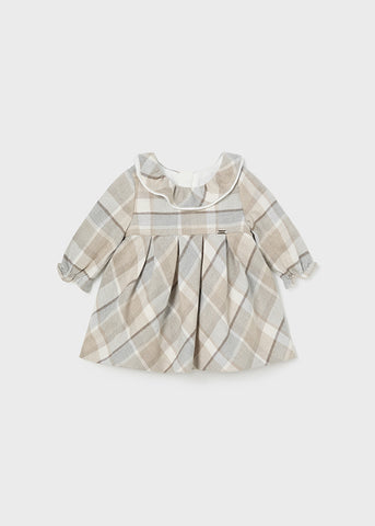 Newborn Girl Tartan Ruffle Neck Dress Ref. 14-2808-033