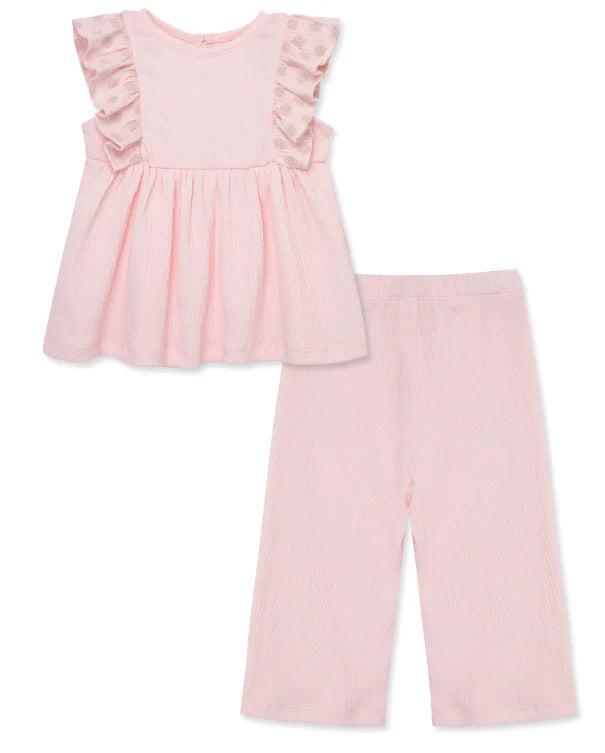 2 PC Pink Eyelet Top and Pant Set 14155