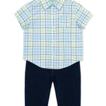 Plaid Woven Pant Set 14224