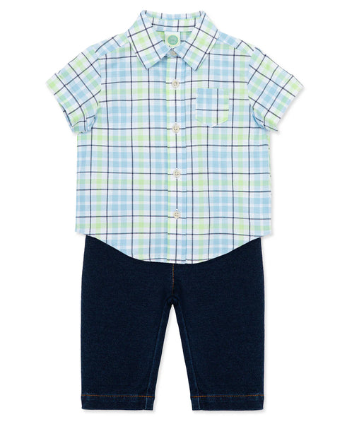 Plaid Woven Pant Set 14224