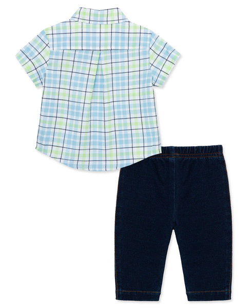 Plaid Woven Pant Set 14224