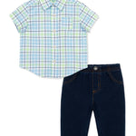 Plaid Woven Pant Set 14224