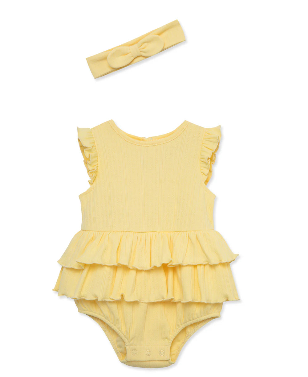 Yellow Knit Bubble & Headband Set 14229