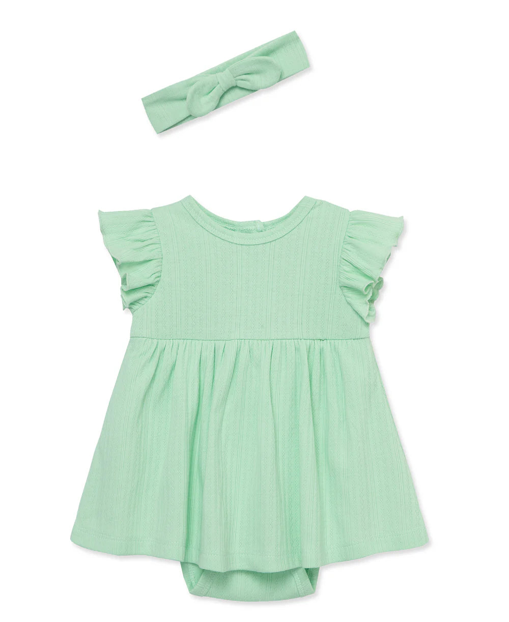 Green Knit Dress & Headband Set 14231