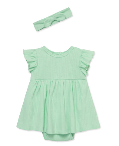 Green Knit Dress & Headband Set 14231