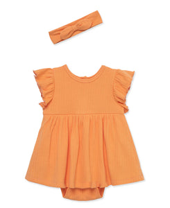 Orange Knit Dress & Headband Set 14233