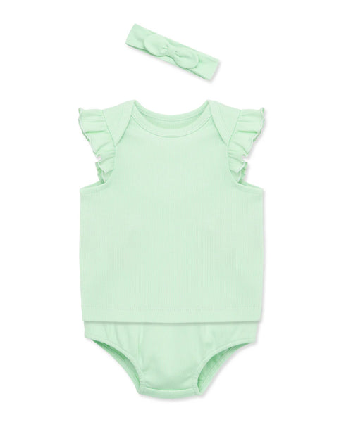 Green Ruffle Top with Bloomer & Headband Set 14239