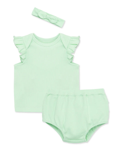 Green Ruffle Top with Bloomer & Headband Set 14239